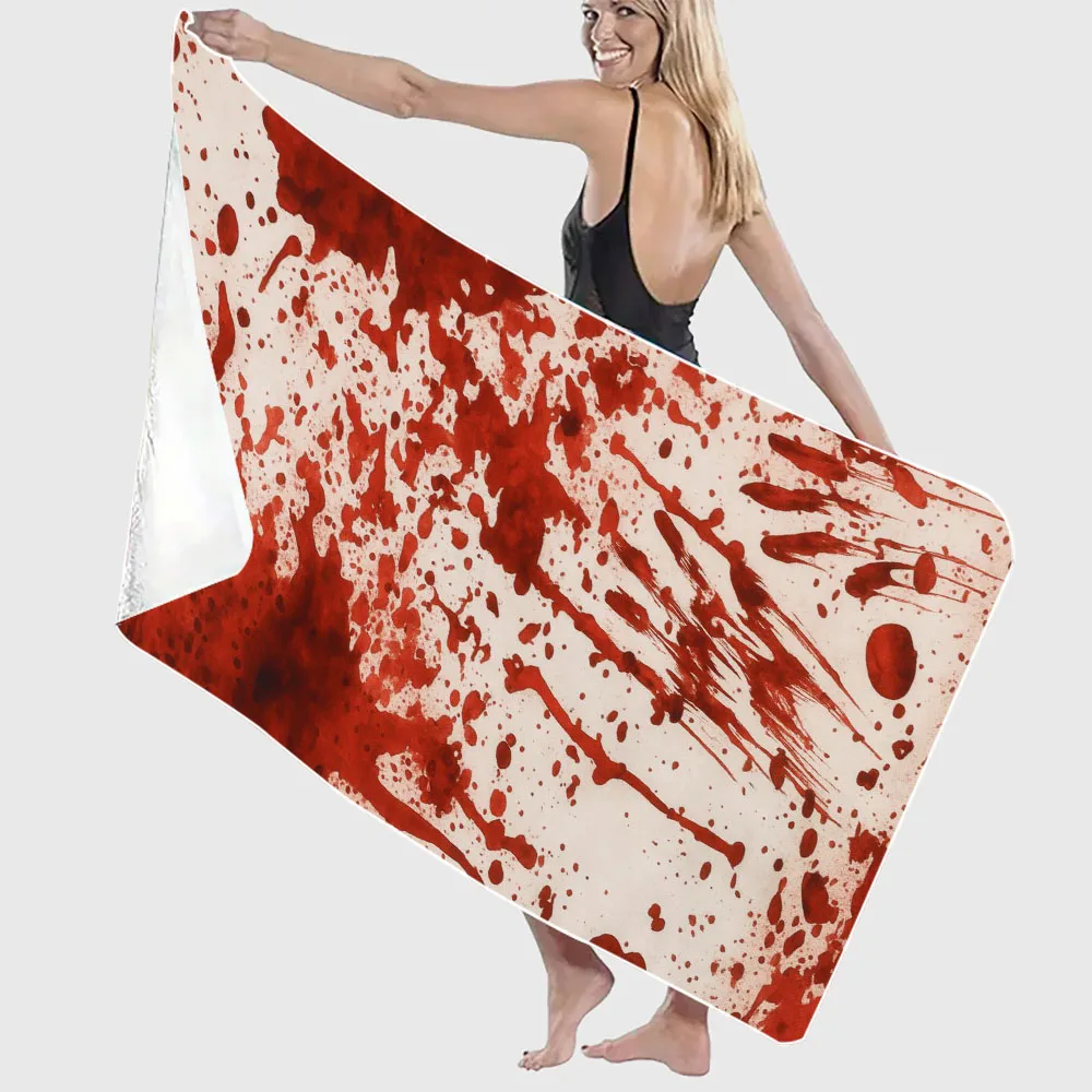 Halloween Horror Blood Splatter  Soft Absorbent Pool Towel, Sand-proof Swimming Towel, Beach Essentials, Travel Supplies 7.23