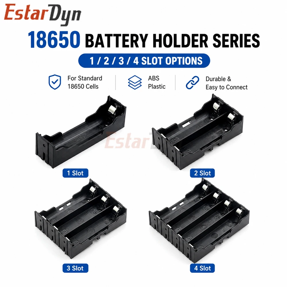 Estardyn ABS 18650 Battery Holder Case 1~4 Slot with Hard Pins for DIY Power Bank