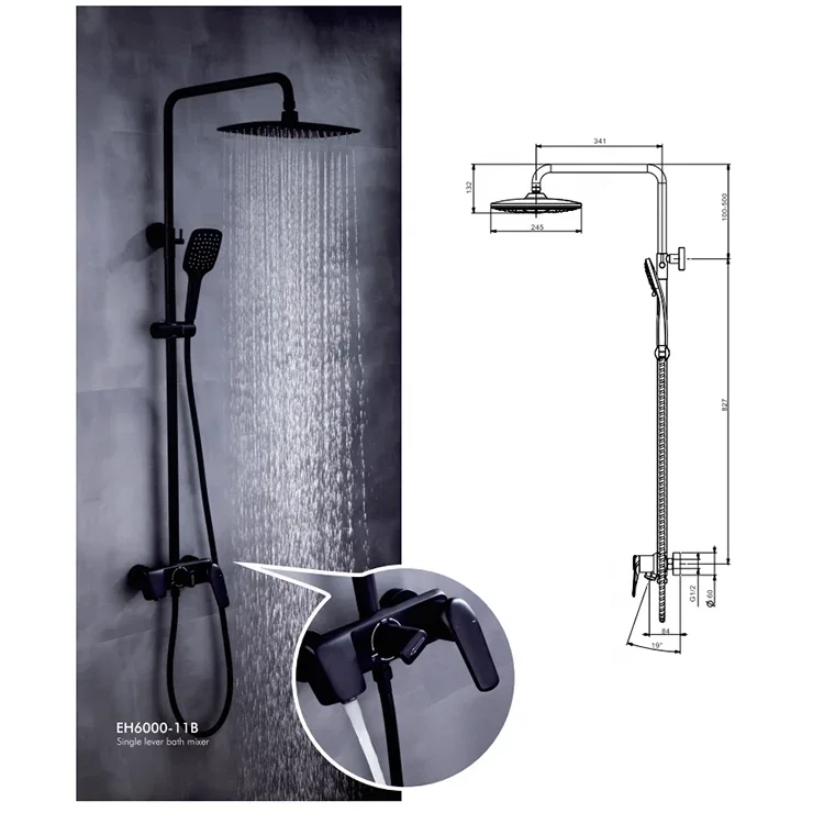 New Design Bathroom Bright Showroom Hot Cold Soft Water Rainfall Mixer Bath & Shower Faucet Set