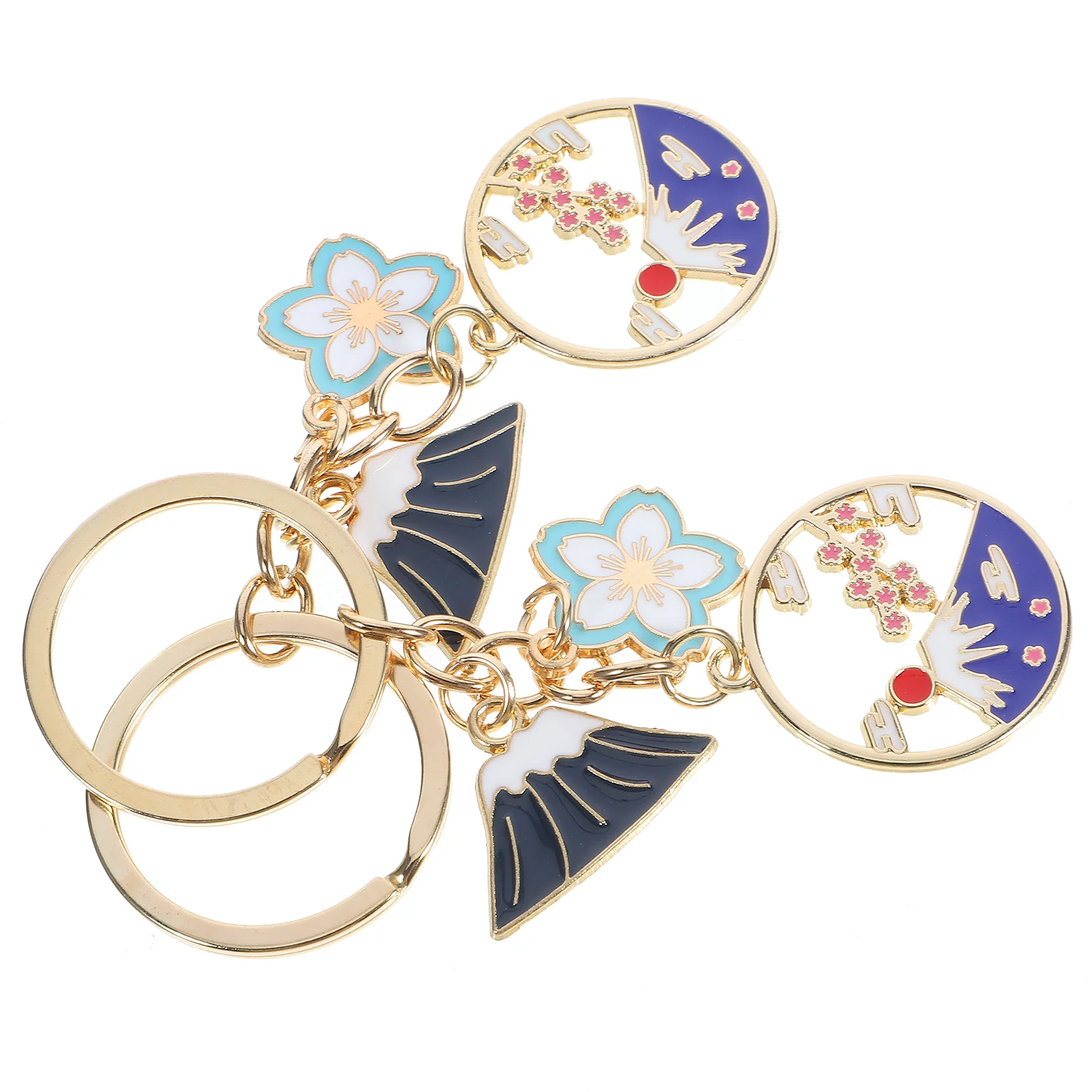 2 Pcs Lucky Cherry Blossom Keychain Baby Girl Rings Decorative Zinc Alloy Blossoms Vintage