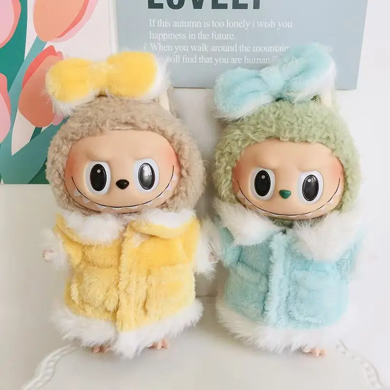 

Костюм для куклы Labubu 17 см, плюшевая одежда + бант/комплект, модная кукла Labubu, сменная одежда для V1 V2 V3