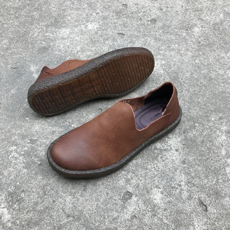 Chaussures plates en cuir de vachette pour hommes, mocassins souples, chaussures de conduite confortables, chaussures de marche décontractées