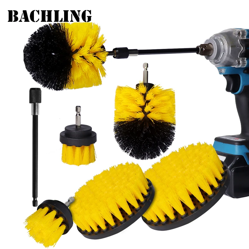 Cleaning Brush Tool Kit Set Power Scrubber Wash with Extension for Clean Car Wheel Tire Glass windows Drill Brush with Extension