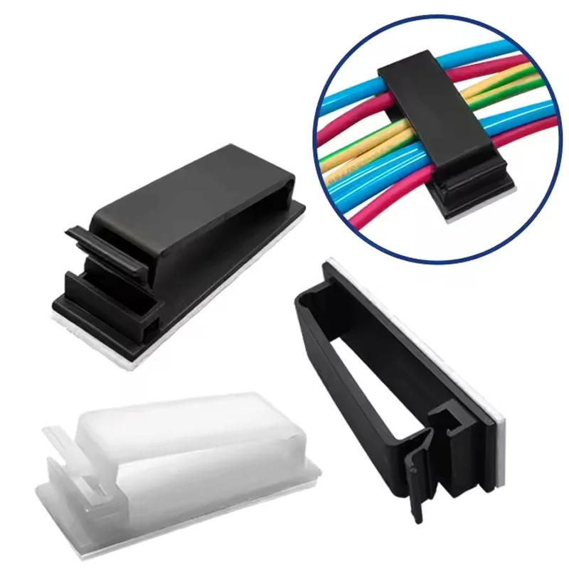 10pcs Adhesive Wire Organizer Cable Holder Cord Management Clamp Desktop Cable Winder For Computer Headset USB Data Cable Clip