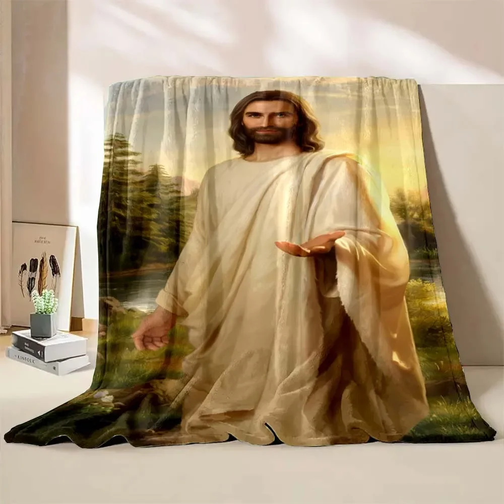 1PC God Jesus Believer Pray Printed Blanket Soft and Comfortable Home Travel Blanket Adult and Child Warm Blanket Catholic