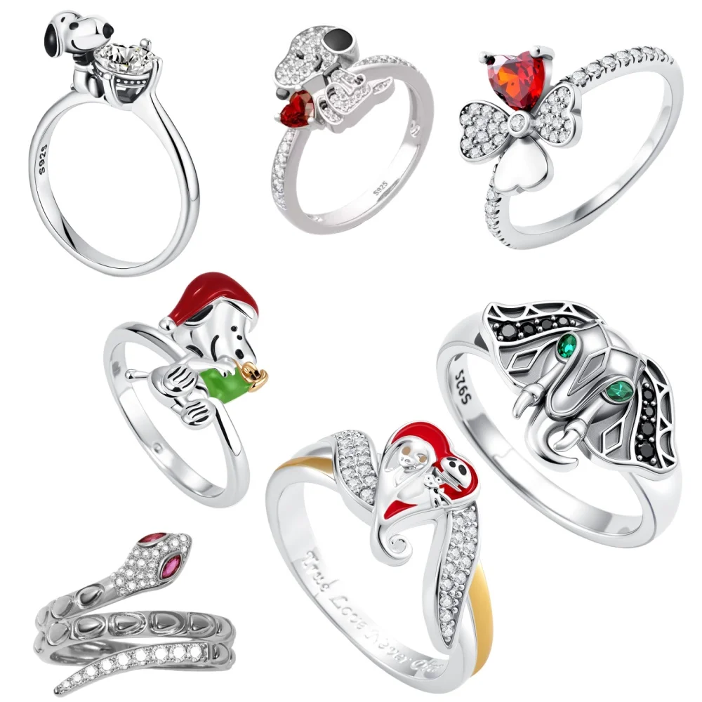 خاتم أوروبي جديد 925 من الفضة والكلاب على شكل ثعبان مقاس 6 7 8 9 مناسب لهدايا مجوهرات رائعة للنساء