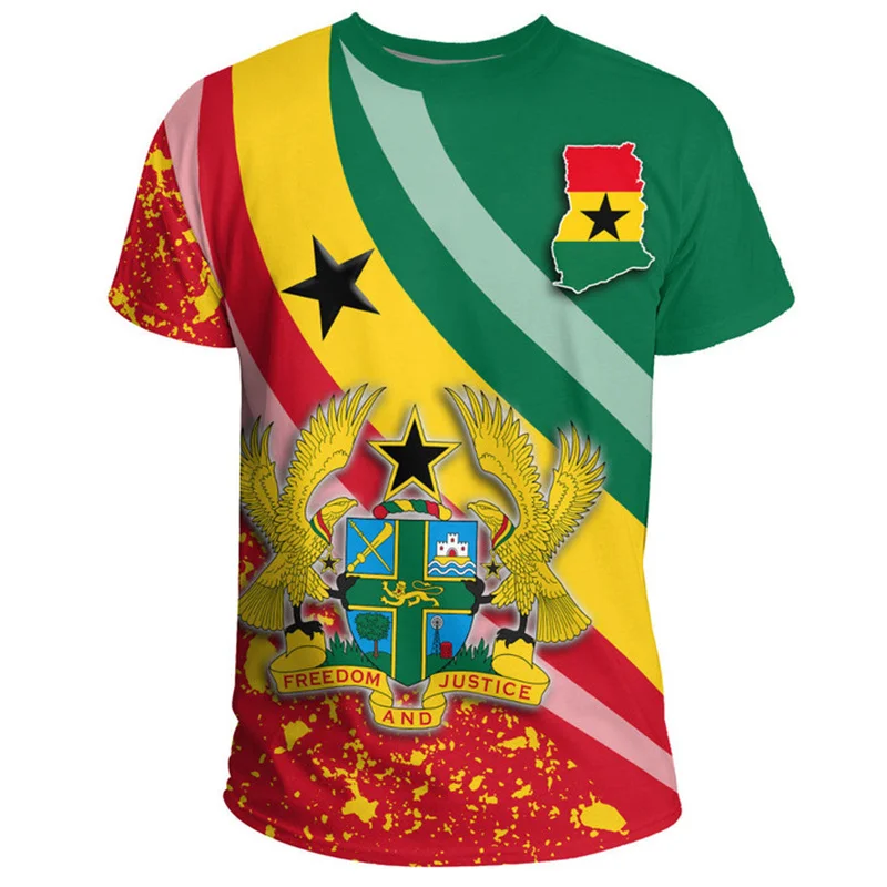 Ghana Nationa IndependenceDay 3D Printed T Shirt The Republic-of Ghana Emblem Flag Graphic Tee-shirts For Men Mens Clothing Tops