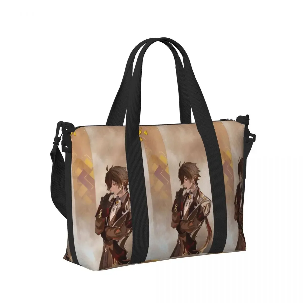 

Zhongli Genshin Impact Beach Travel Bag Large Capacity Tote Bags for Gym Sport Women Shopping Duffle Shoulder Bag