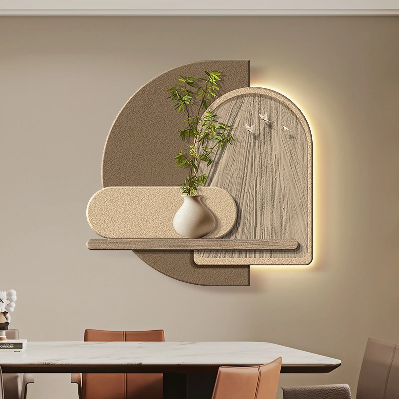 led light wabi-Sabi wind corridor hanging painting with light light porch decorative painting green plant advanced sense mural l