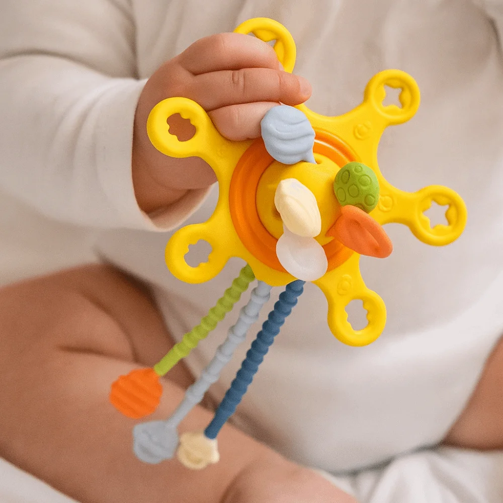 PP Baby Sensoriale Montessori Toys Grab Ball Sviluppo sensoriale Silicone Pull String Toy Finger Grasp Training Placare