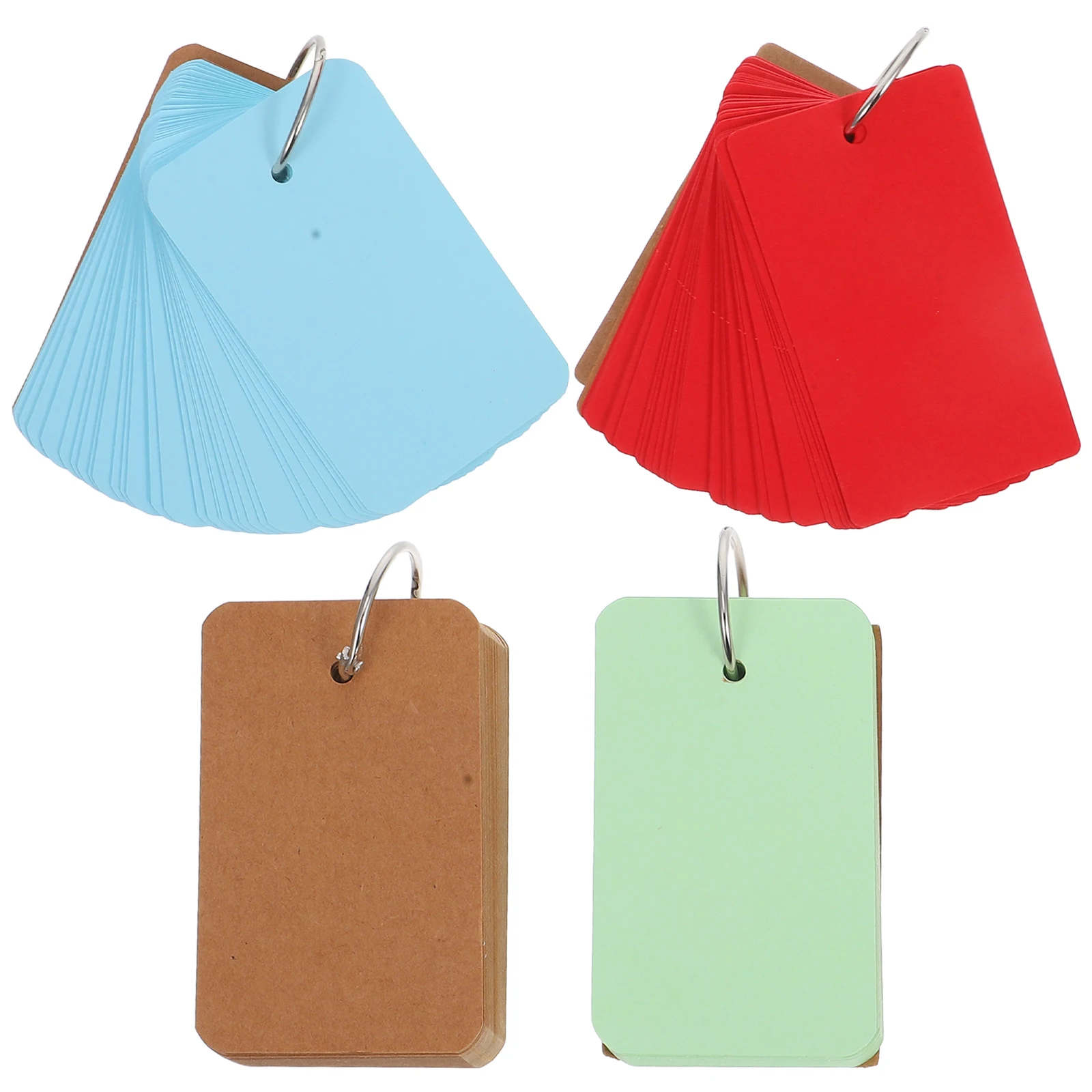 

4 Pcs Colored Binder Notepad Refillable Portable Blank Flash Cards Study Memo School Supplies Word Cards