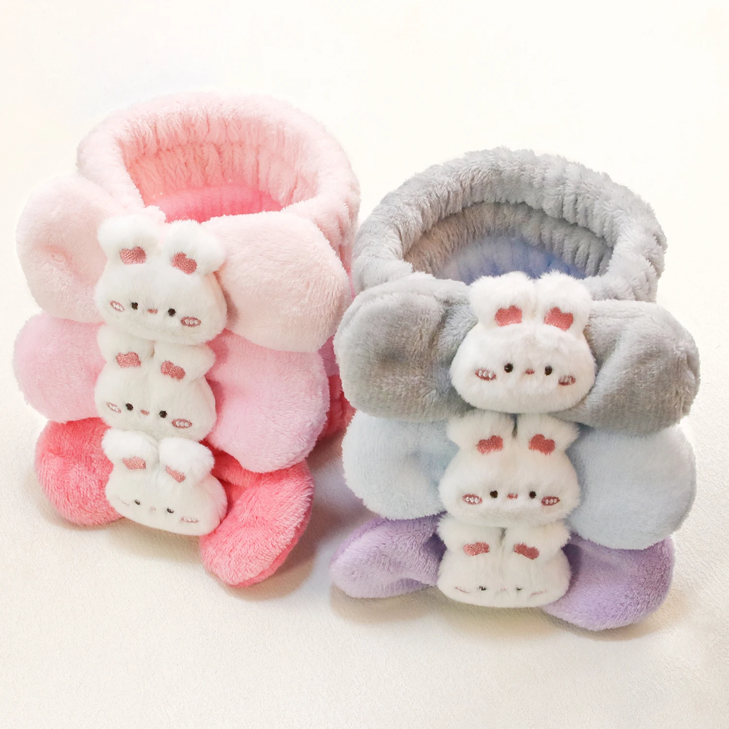 Cute Spa Headband Wristband Set Face Washing Soft Skincare Headbands Rabbit Hairband for Women Girls for Washing Face Make Up