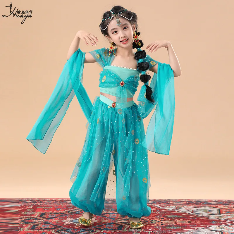 1 satz/los indischen tanz stil kinder mode bauchtanz kostüme mädchen volkstanz kleidung