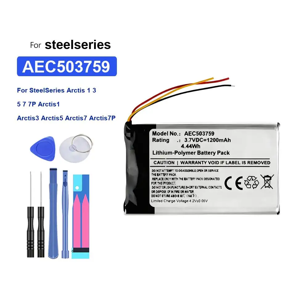 

AEC503759 Gaming Headset Battery 1300mAh Lightweight For Steelseries Arctis 1 3 5 7 7P Arctis1 Arctis3 Arctis5 Arctis7 Arctis7P