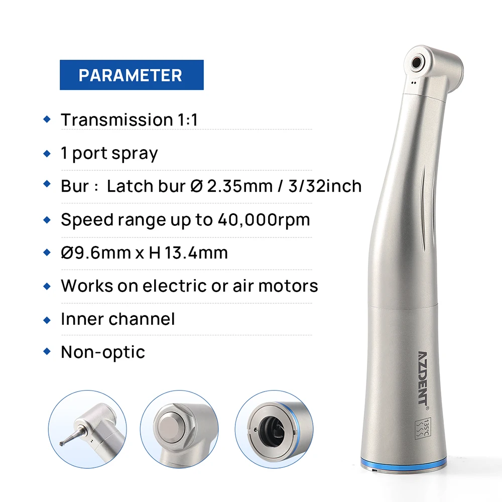 BAISTRA Dental 1:1  Handpiece Internal Spray Contra Angle Push Button  Internal 1 Point Water Spray for Electric/Air Motors