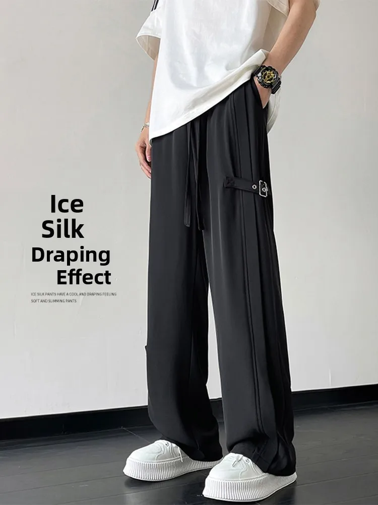 

Ледяной шелк Qui Dry Летние тонкие повседневные мужские брюки свободного покроя Прямые брюки без железа Легкий уход Полиэфирное волокно Молодежные активные брюки