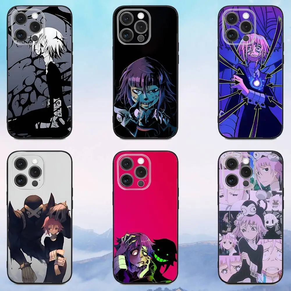 S-Soul Crona E-Eater Anime Capa de telefone para iPhone 17,16,15,14,13,12,Pro,Max,Plus,E,SE4,Air,Mini Capa macia preta
