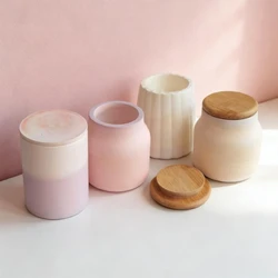 Creative Round Bottle Storage Jar Silicone Mold Vase Concrete Flowerpot Molds Cement Pen Container Plaster Home Decoration