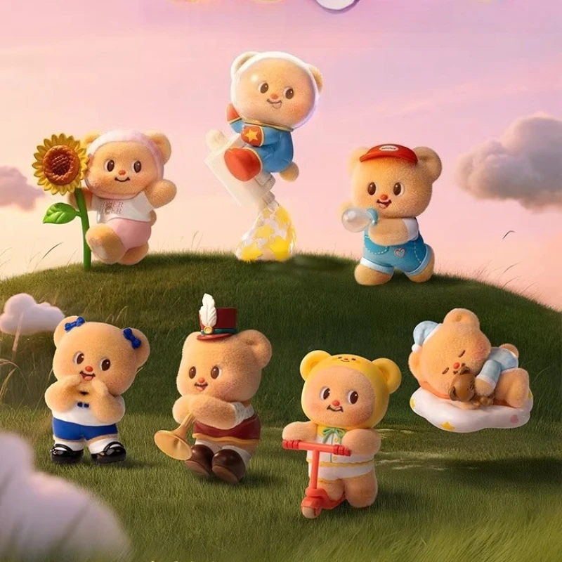 Caja ciega de la serie Little Wish de oso de mantequilla auténtica, modelo de figura flocada, adornos de mesa, juguetes de Anime, regalos misteriosos para niñas, perímetro