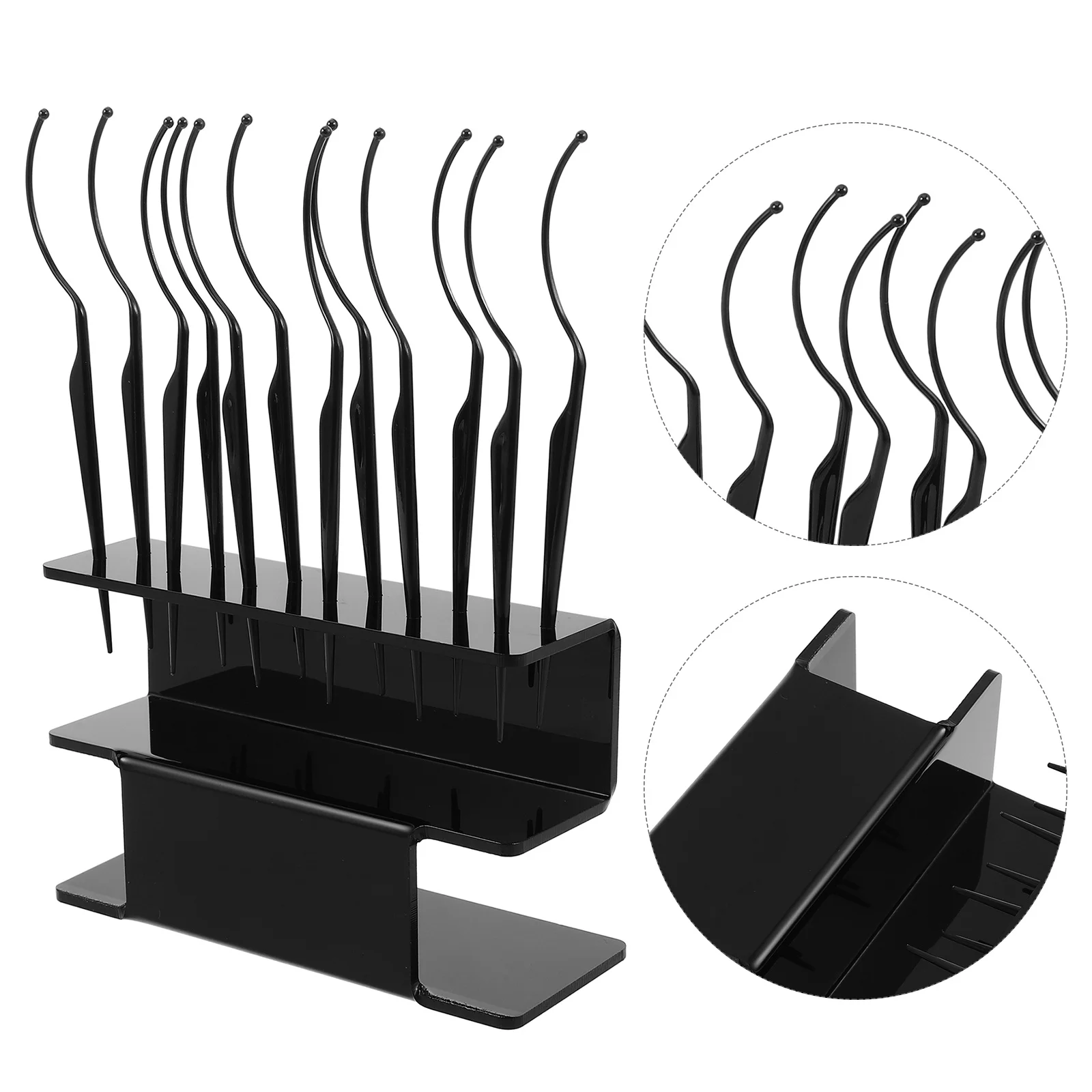 1Set Valse Lash Display Stand Zwart Plastic Wimper Extension Houder Salon Organizer Wimper Opbergrek Lash Extension Tool