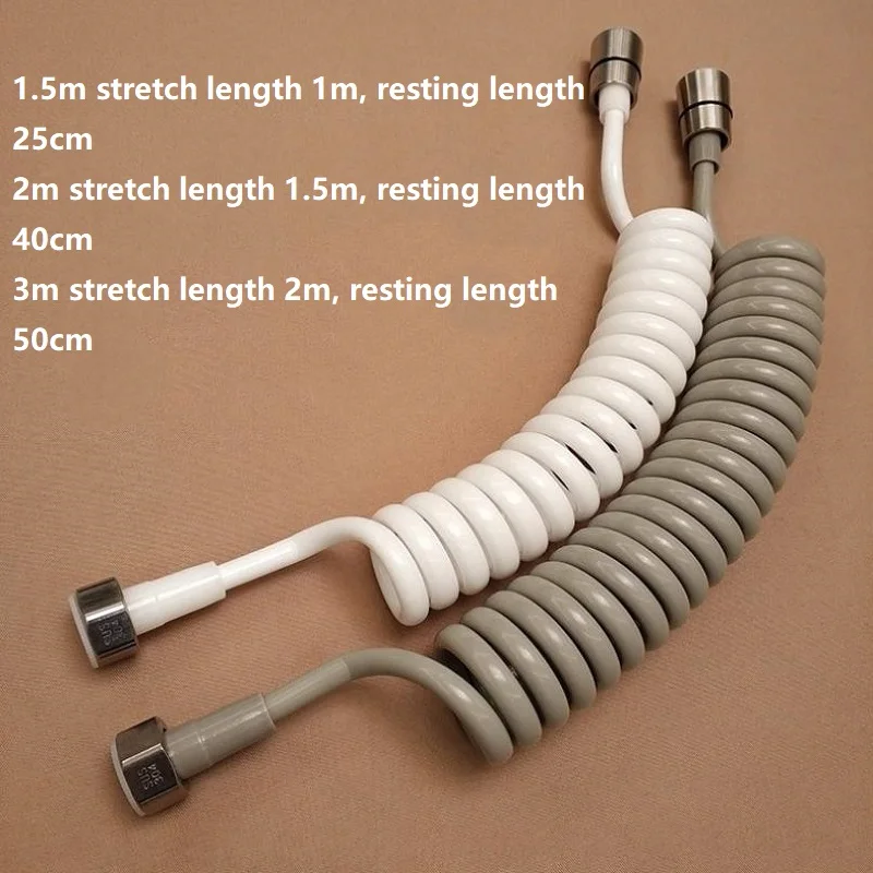 2 Buah Musim Semi Fleksibel Pipa Air Pipa Selang Mandi dengan Baja Nirkarat Kacang Toilet Bidet Sprayer Pistol Menghubungkan Pipa 1.5/2M/3M