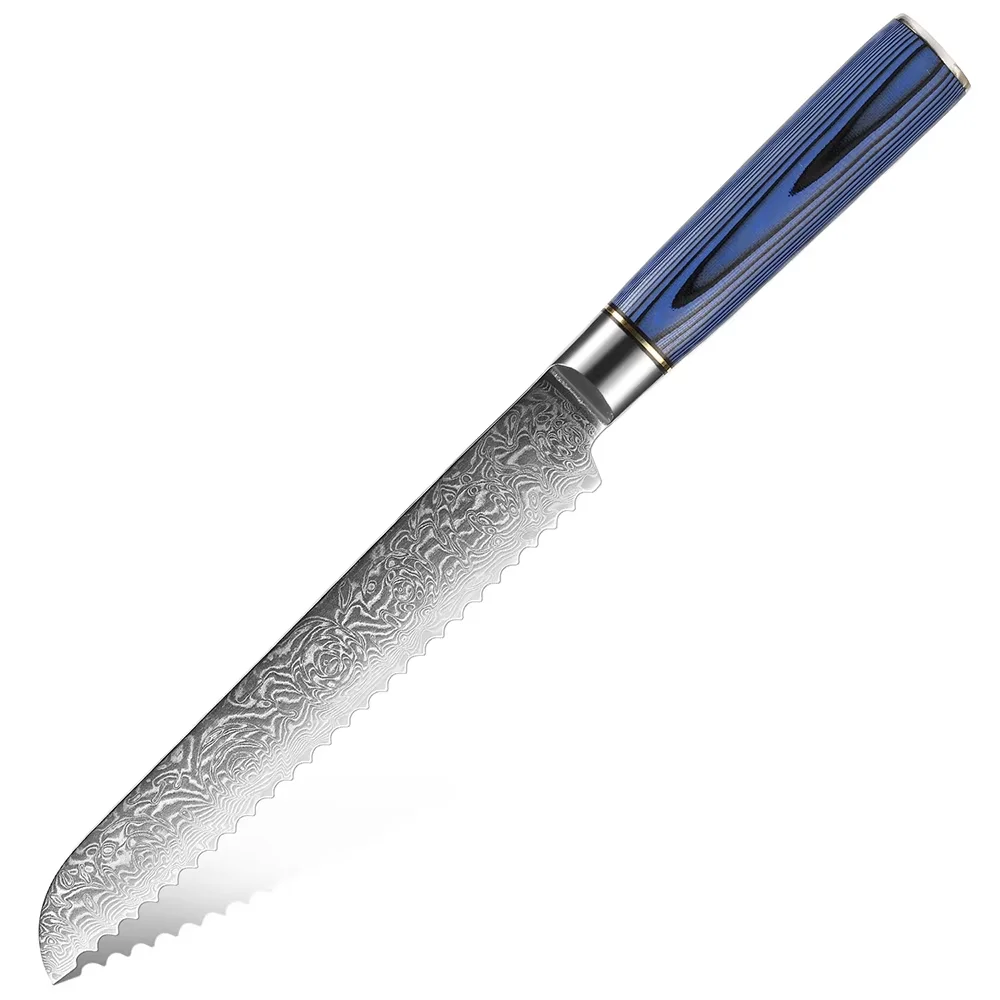 Ultra Sharp 8 Inch Bread Knife Serrated Bread Cutting Knife Damascus Stainless Steel Cake Knife Ergonomic Handle Easy To Use