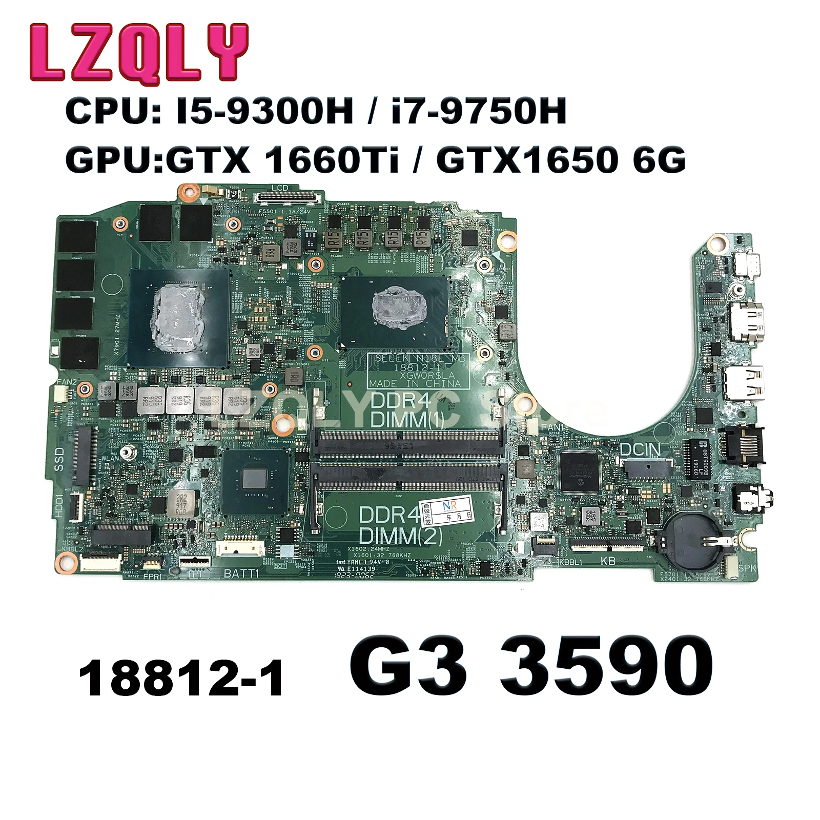 FOR Dell G3 3590 Laptop Notebook Motherboard 18812-1 I5-9300H i7-9750H GTX 1660Ti/GTX1650 6G CN-0FMG64 0FMG64 FMG64 100% Test