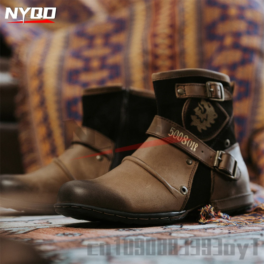 

Denim Color Changing Shoes Women's Leather Shoes Motorcycle Boots Fashionable Motorcycle Boots Men Botas Motocross