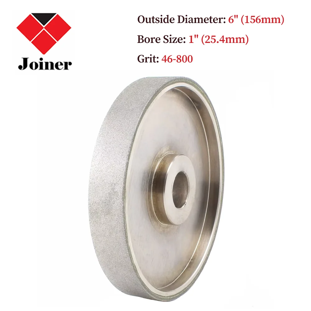 6 inch Grit 46-800 Facing Diamond Grinding Wheel Coated Bore Size 1 inch with Bushing Arbor 3/4'' 5/8'' Lapidary Tools for Stone