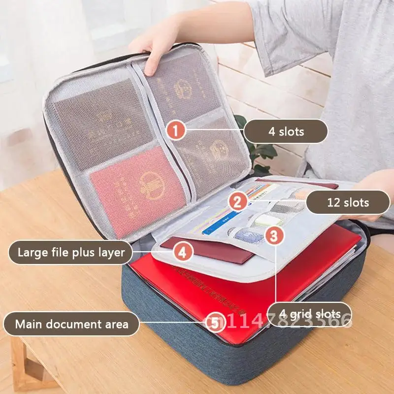 Capaciteit Grote Multi-layer Document Tickets Opbergtas Certificaat File Organizer Case Home Reizen Paspoort Aktetas Met Slot