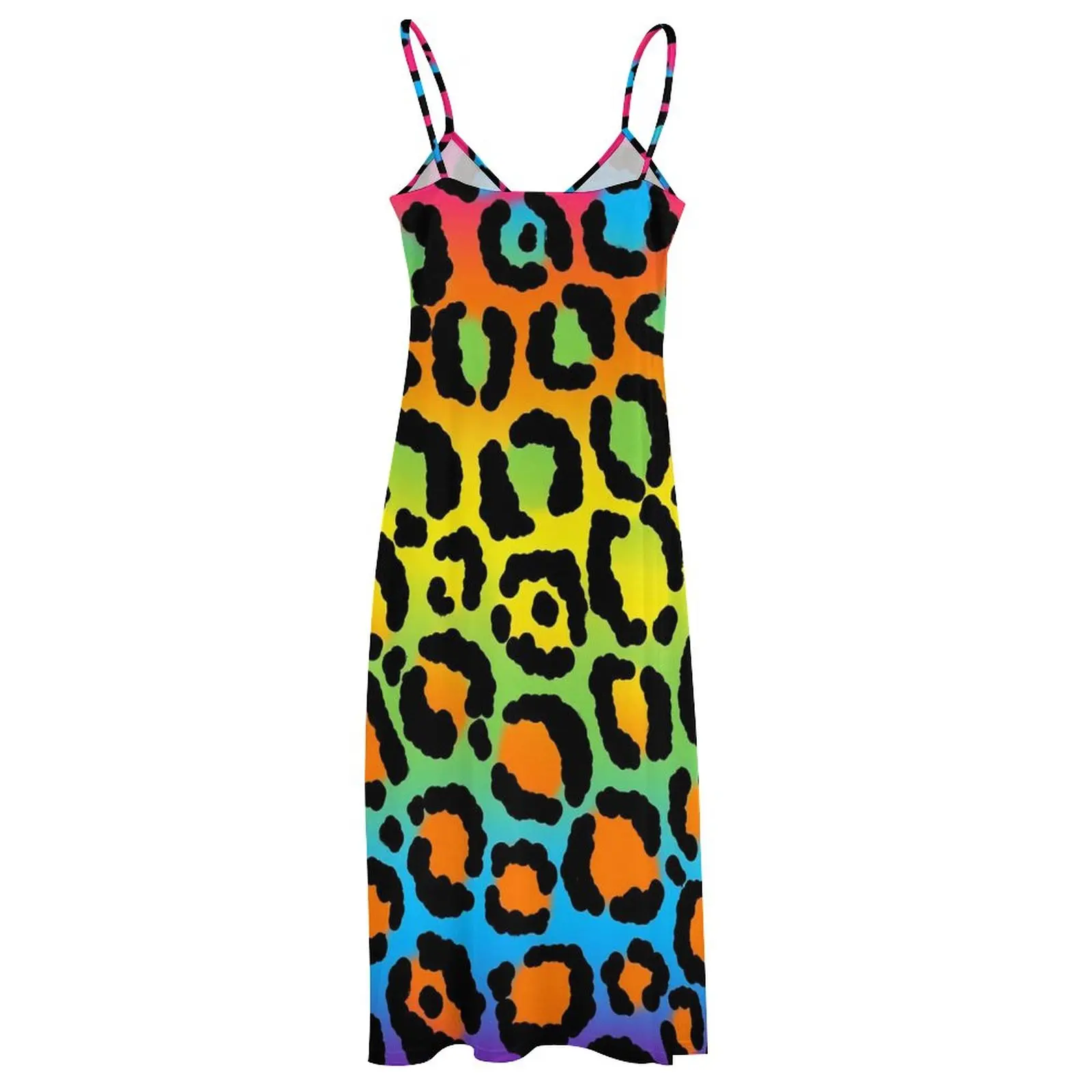 1997 neon regenboogjurk luipaardprint esthetische boho strand lange jurken vakantie vintage maxi-jurk grafisch vestido verjaardagscadeau