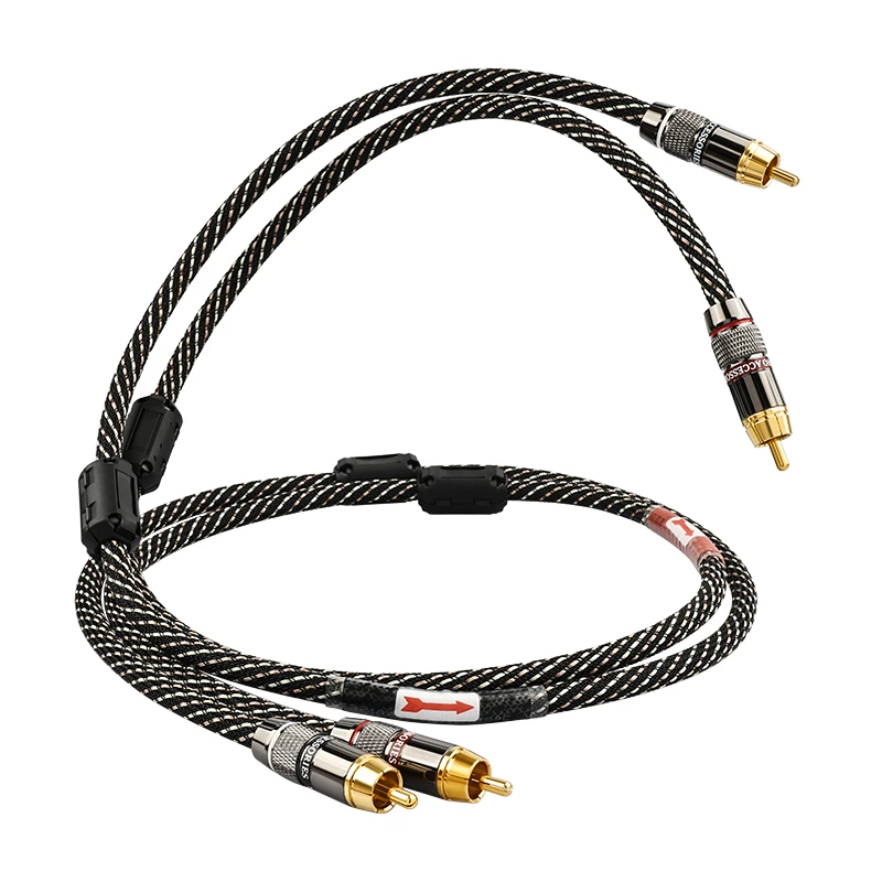 YYTCG HIFl stereo RCA Audio cable 6N OFC Male to Male 2RCA to 2RCA Audio Cable with Gold Plated connector PlugFor CD Amplifier