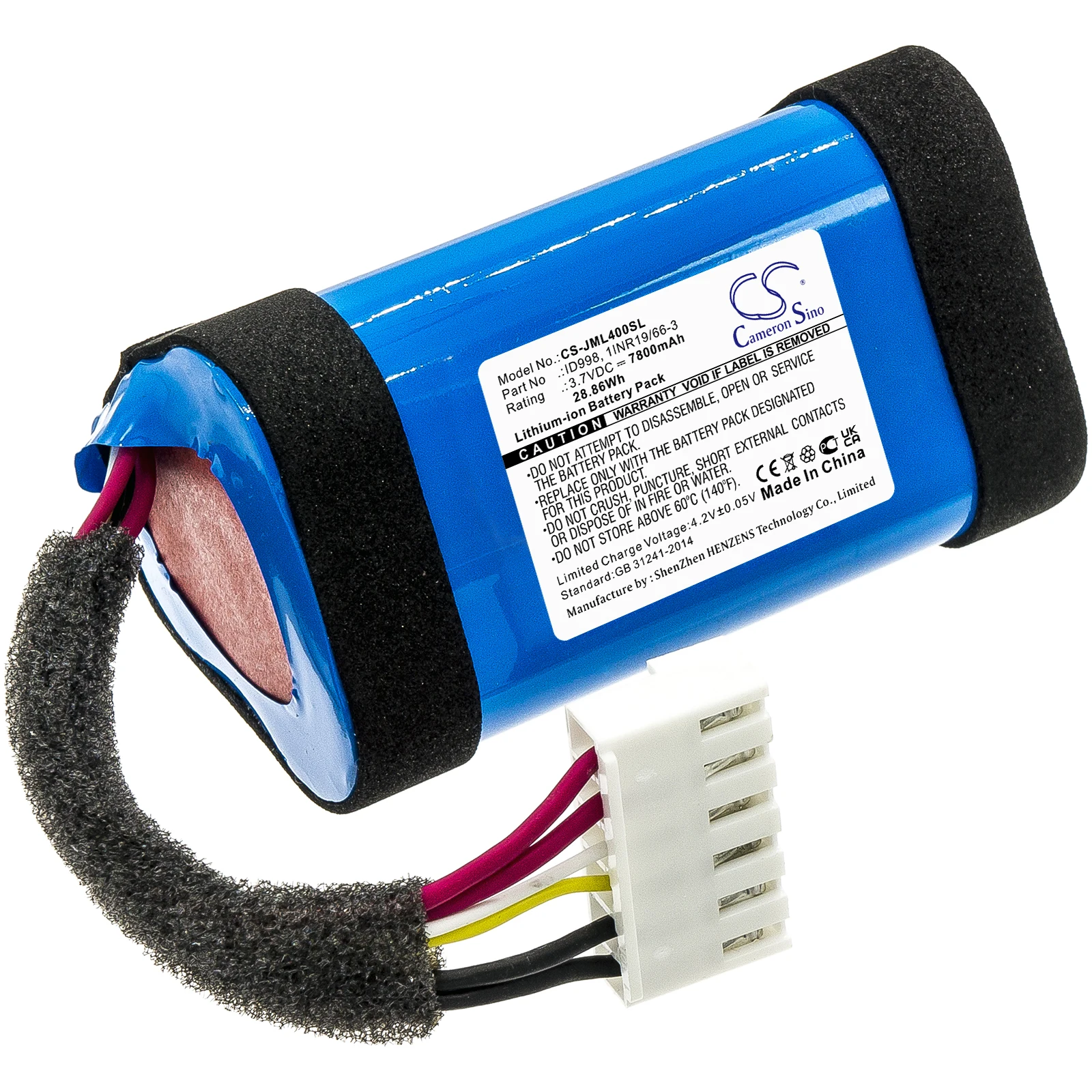 Cameron Sino 7800mAh/10200mAh Speaker Battery ID998,1INR19/66-3 for JBL Charge 4, Charge 4BLK, Charge 4J, JBLCHARGE4BLUAM