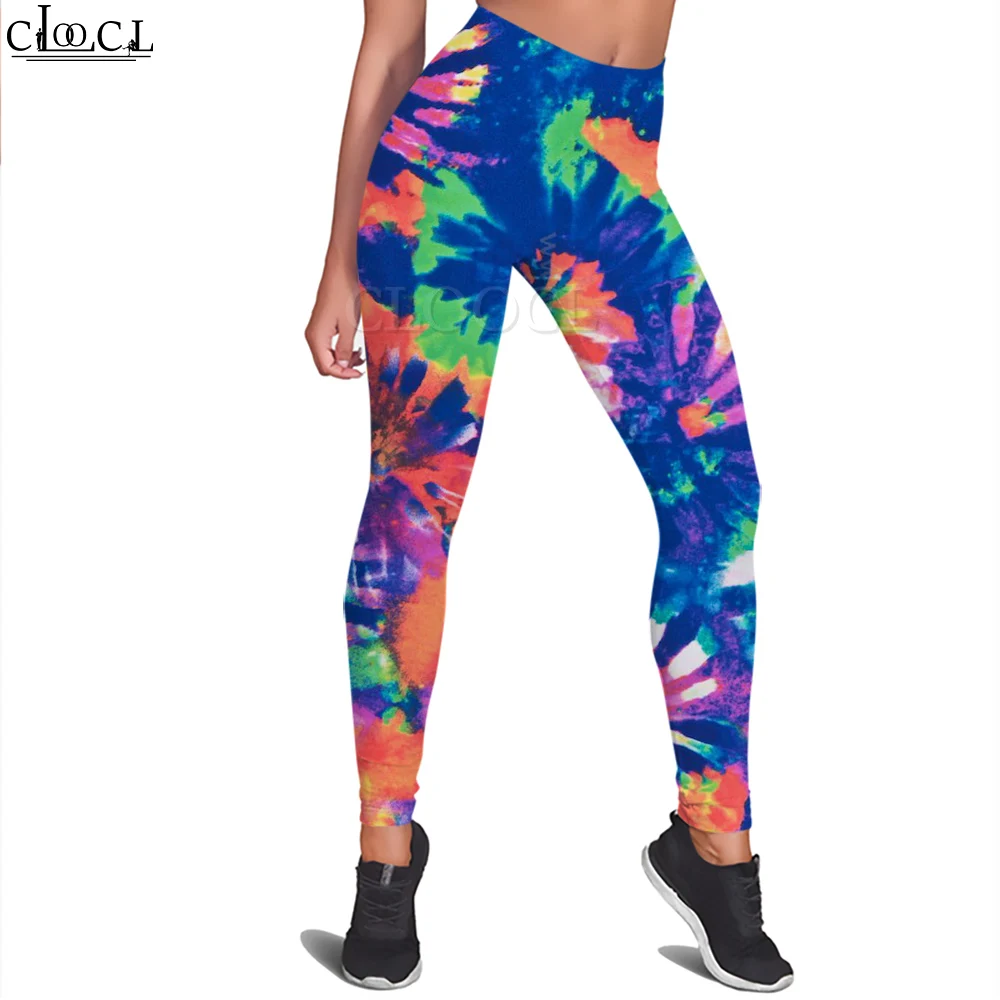 CLOOCL Fashion Legging Tie-dye Swirl Printed Trousers for Female Workout Push Up Jogging Yoga Pants Slim Ankle Trousers