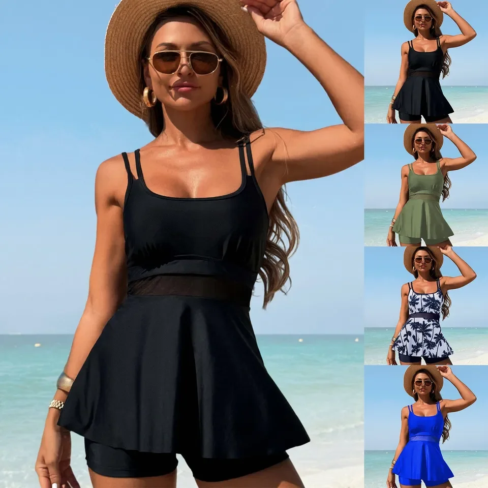 Women 1 Piece Swimwear Push Up Padded Bikini Swimsuit Training Athletic Swimwear Sport Shirred Tank Large Size Bikini Swimsuit