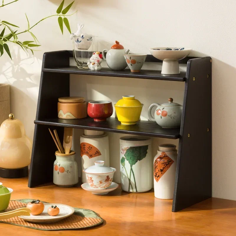 New model Internet Celebrity Teacup Rack Desktop Small Bogu Rack Tea Set Shelf Countertop Tea Rack