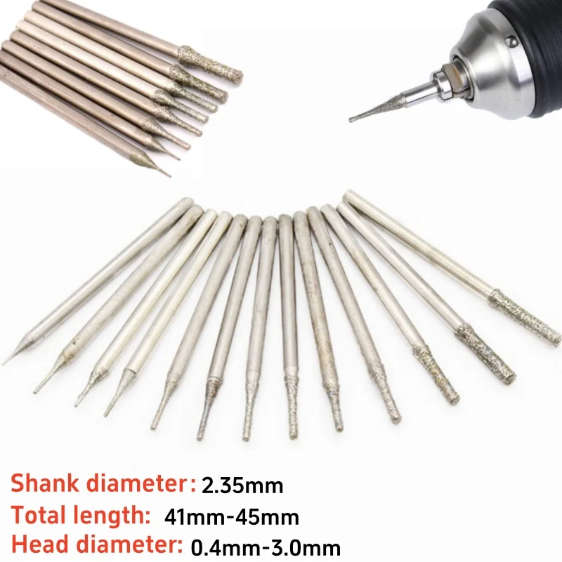 

Алмазное сверло с хвостовиком 0,4 ~ 3 мм, 2,35 мм, сверла с игольчатым наконечником, игольная кольцевая пила, пробивная игла, сверло для увеличенных отверстий из нефрита