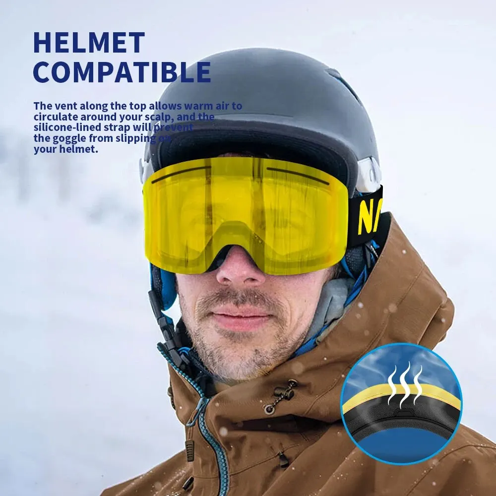 Gafas de esquí magnéticas con lentes de cambio rápido 100% gafas de snowboard anti-niebla UV400 para hombres y mujeres