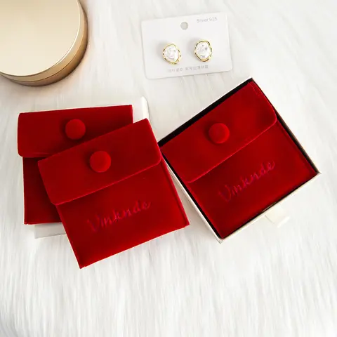 Jewellery Pouch Velvet Snap Bag Soft Gift Packaging Bags Bracelet Necklace Earrings Rings Storeage Custom Logo Travel Organizer