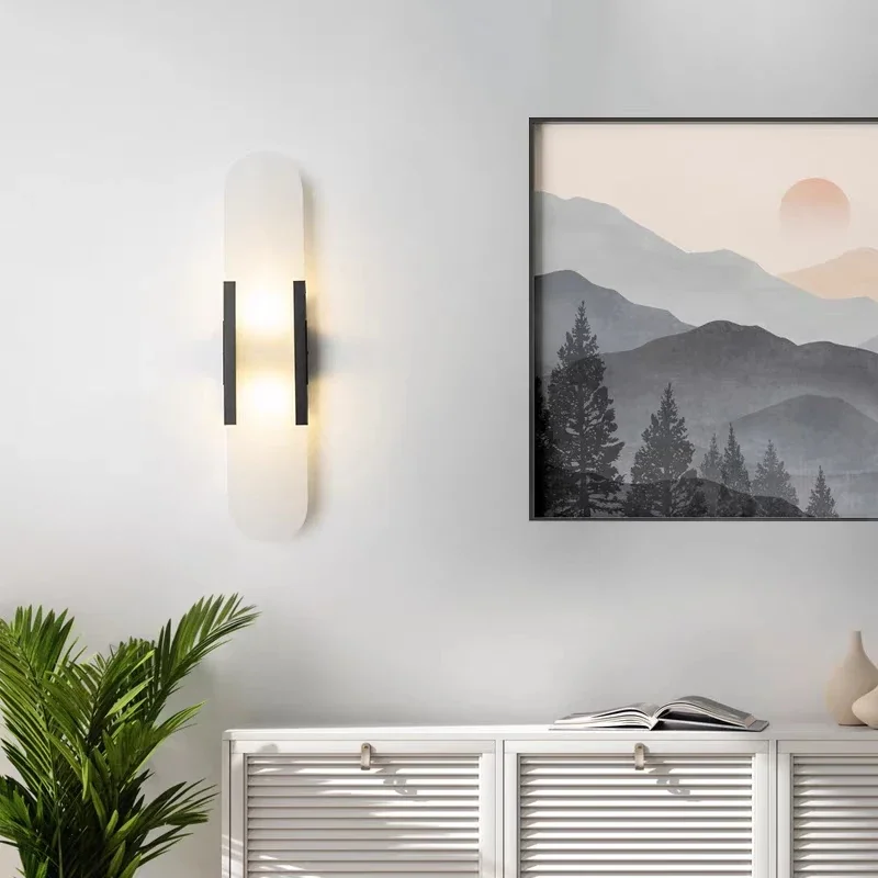Nordic Modern High-End Marble Bedroom Bedside Lamps Living Room Wall Lighting Elegant Room Decor Marble Interior Wall Led Lights