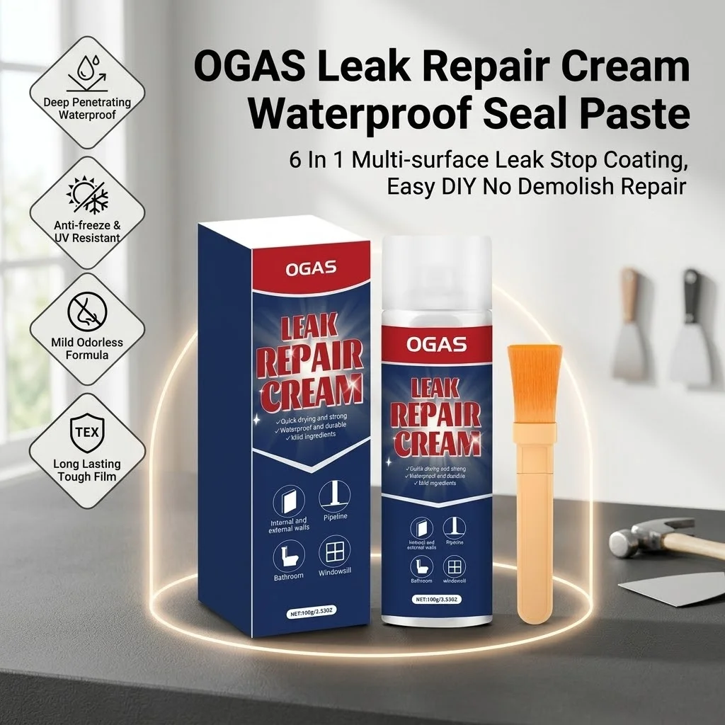 OGAS 100g Leak Repair Cream Waterproof Sealant Paste No Demolish Wall Roof Bathroom Tile Crack Leak Stop Coating Anti-freeze UV