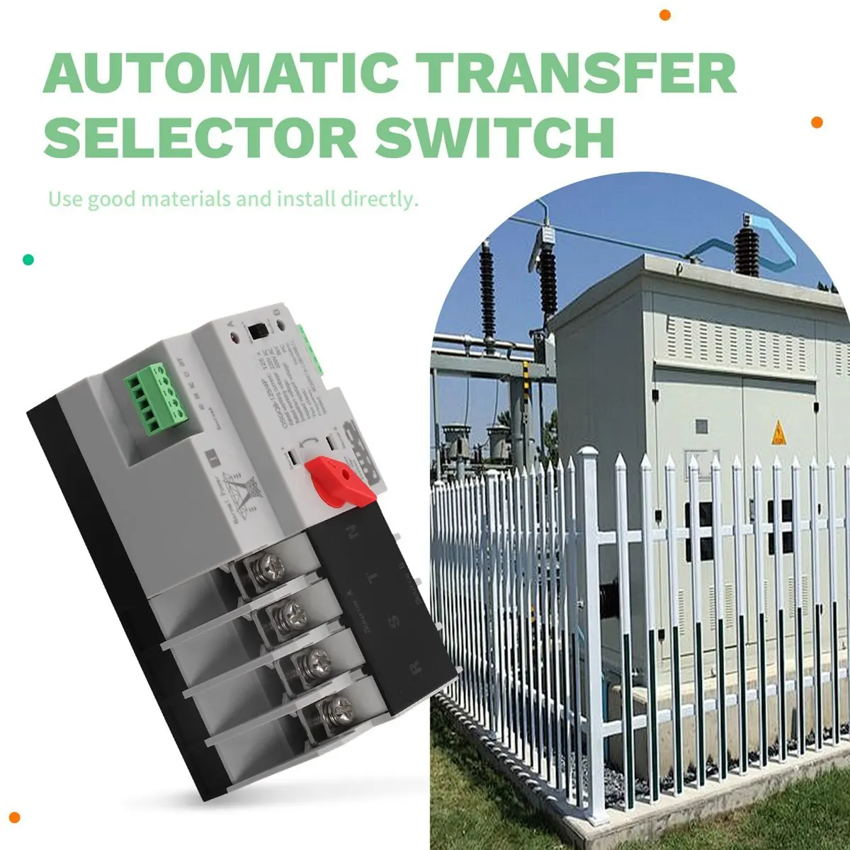 

Автоматический переключатель ввода резерва (АВР) на DIN-рейку, однофазный, 2P, 125А, AC220V, для бесперебойного переключения между двумя источниками питания