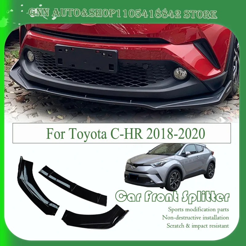 Car Front Bumper Split Lip For Toyota C-HR 2018-2020 ABS Anti-collision Bumper Reinforcement Decoration Car Exterior Accessories