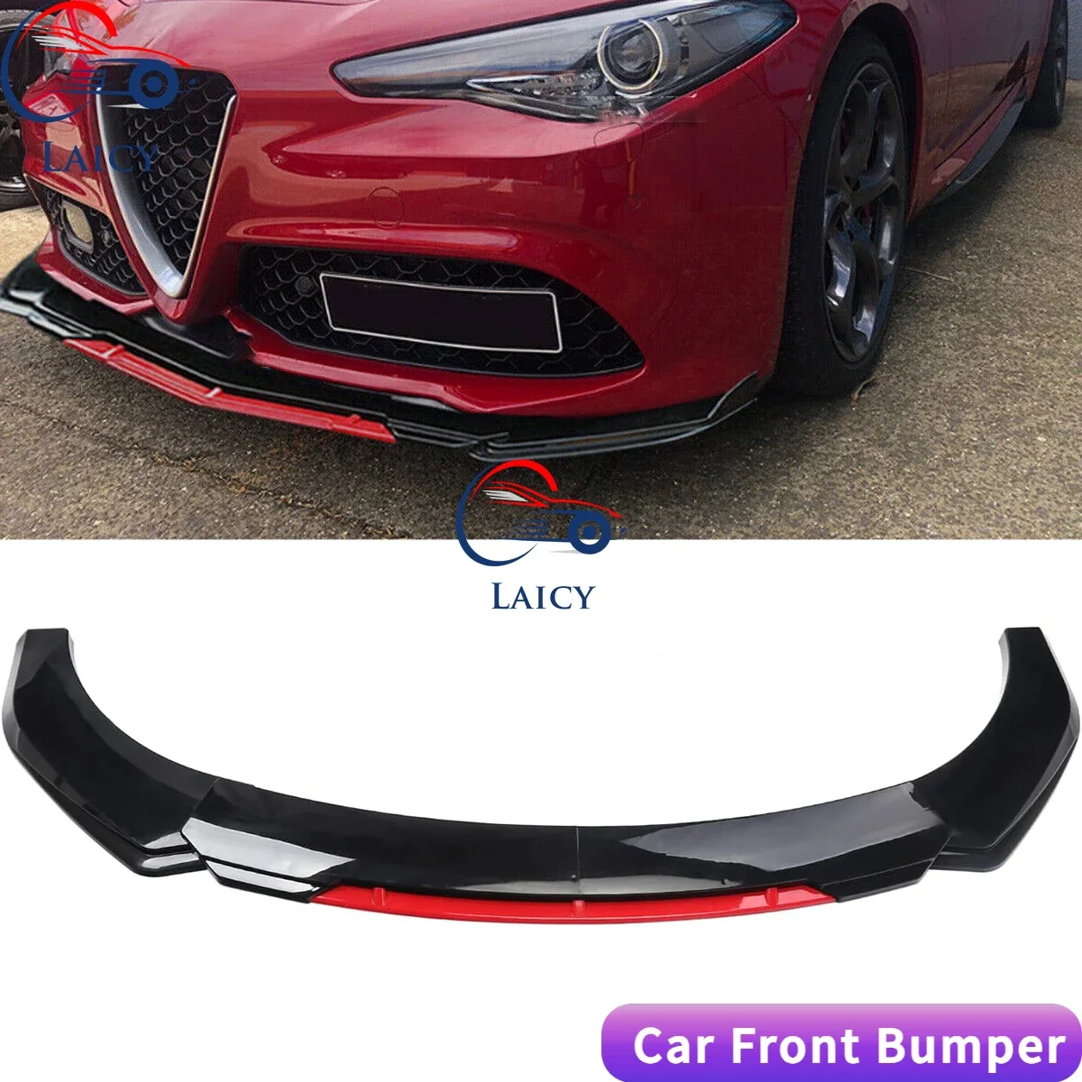 LAICY For Alfa Romeo Giulia Car Front Body Bumper Spolier Lip Chin Diffuser Splitter Air Dam Kit Protector Guard Carbon Fiber