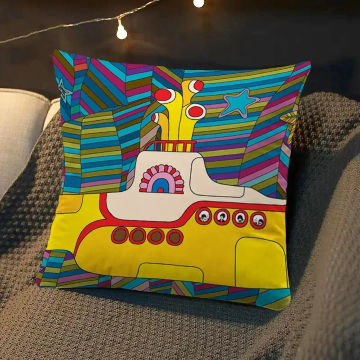 Pillowcase Yellow Submarine Cushion Cover Anime Pillow Covers Square Pillow Case Sofa Car Bed Room Decors 40x40cm 16x16Inch