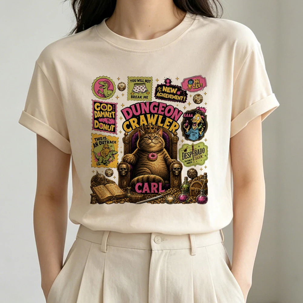 Dungeon Crawler Carl T-Shirt für Damen Y2K Psychedelic Kawaii Goth Koreanische Mode Shirt Ästhetische Grafik Emo Gothic – Detail 6