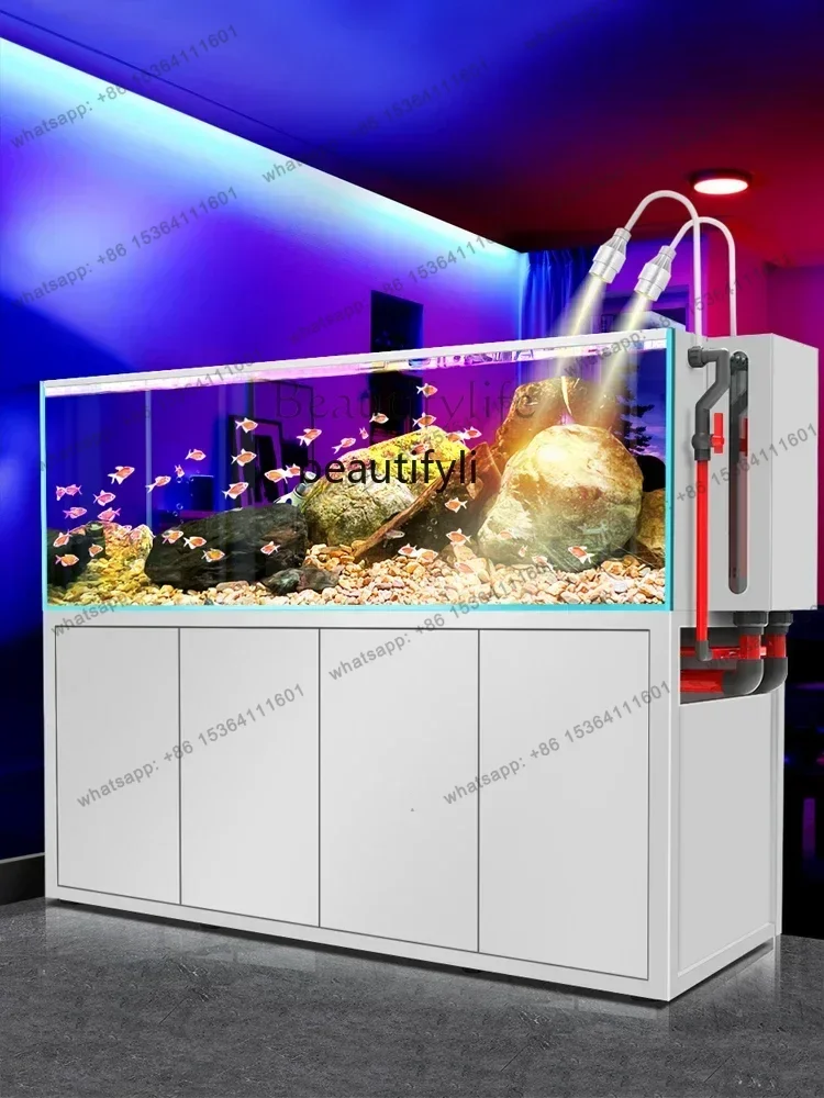 45New Side Pack Stream Cylinder Household Fish Globe Change Water Ecological Bottom Filter Ultra-White Glass