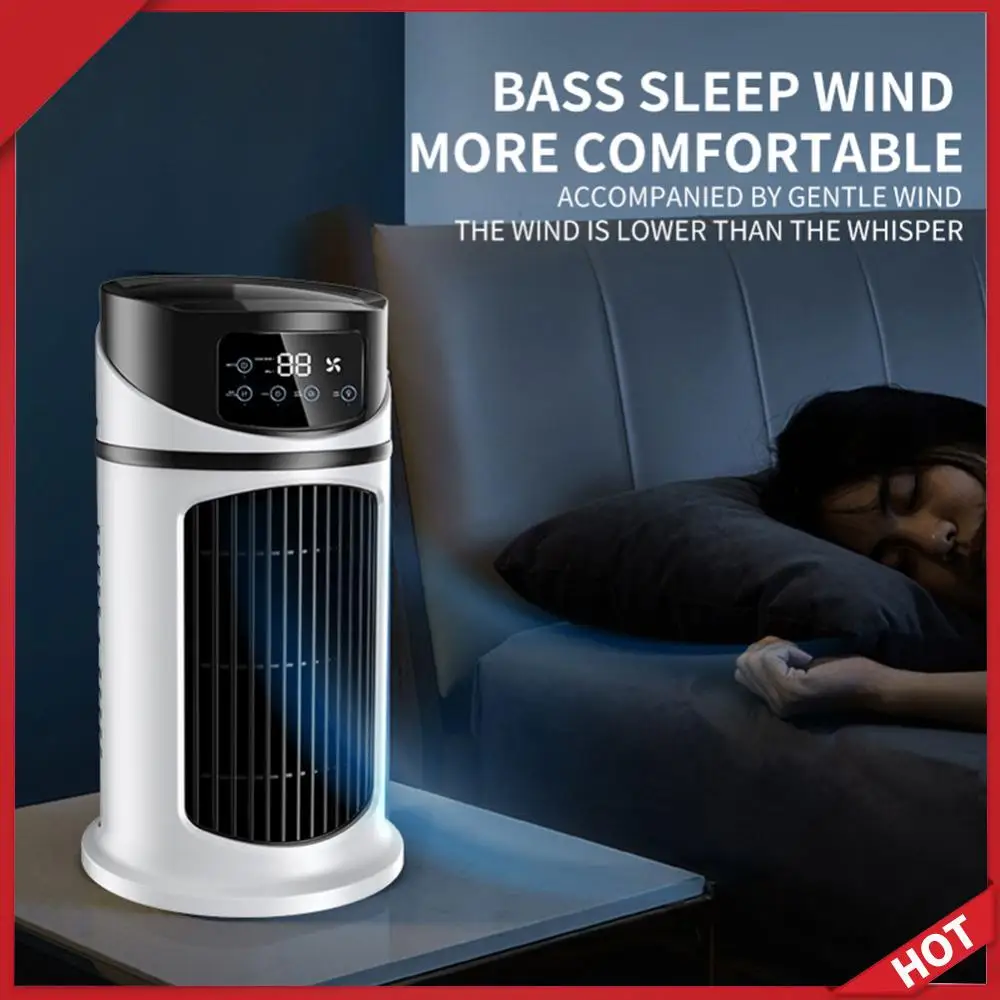 Portable Air Conditioner Humidifier Fan with Atmosphere Light - 3 in 1 USB Cooler Multi-Function Desktop Cold Air Fan For Home