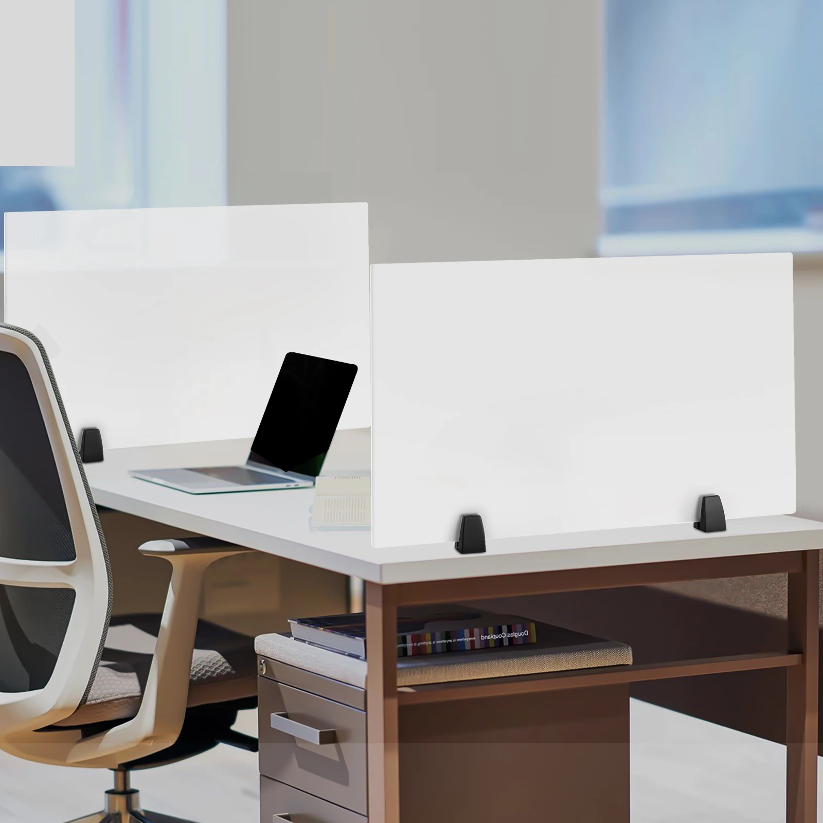 

Frosted Acrylic Desk Divider Panel Organizer - 30 x 18 Inch, 2-Pack, Clamp-On Office Partition, Privacy Screen for Workstation