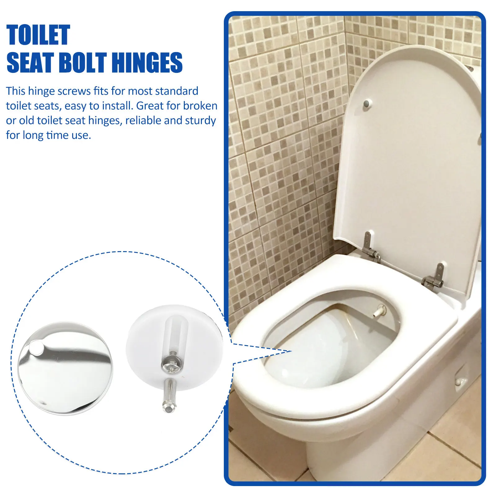 

2Pcs Toilet Seat Hinge Screws Replacement Bolts Sturdy Iron Plastic Fixings for Toilet Seat Universal Installation Repair